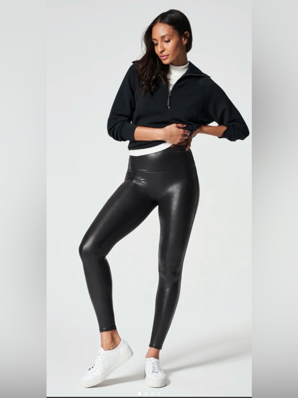 Spanx‎ Shiny Skinny Leggings XL Black Dark Wash Soft Stretch High Rise